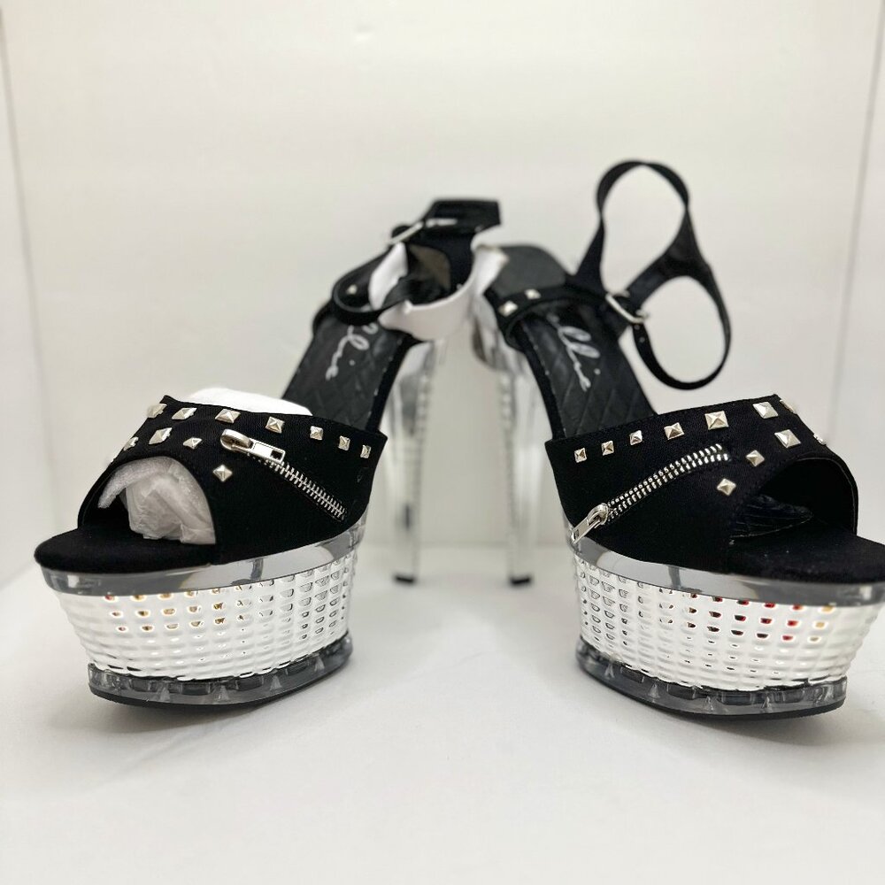 Ellie Shoes, 6" Heels Open Toe Textured Platforms, 649-Zane